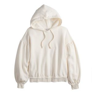 Nine West Women’s Ivory Puffy Sleeve Hoodie - Size L